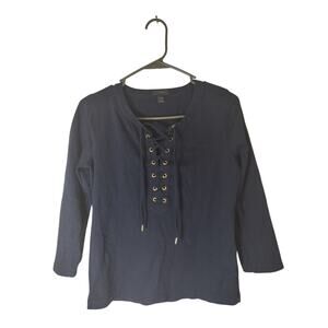 J. Crew Tie‎ Up Blouse XS Nautical Classic Preppy Casual Office